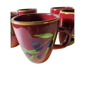 LAURIE GATES Sonora Brown Colorful Olives Large Coffee Mug - Set of 5